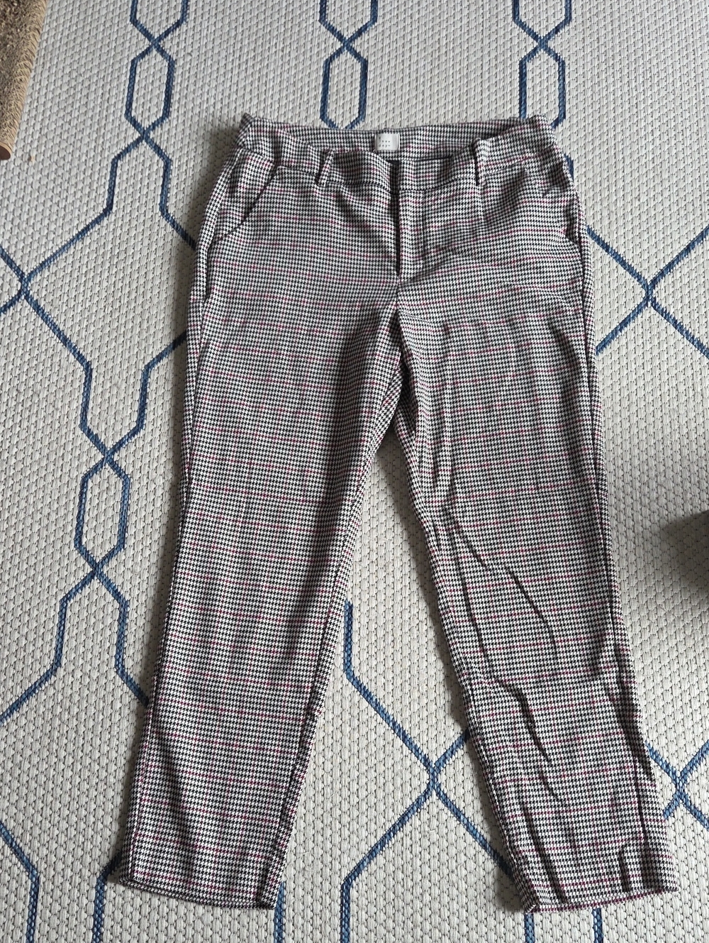 Slim Plaid Ankle Pants in Black, White & Red